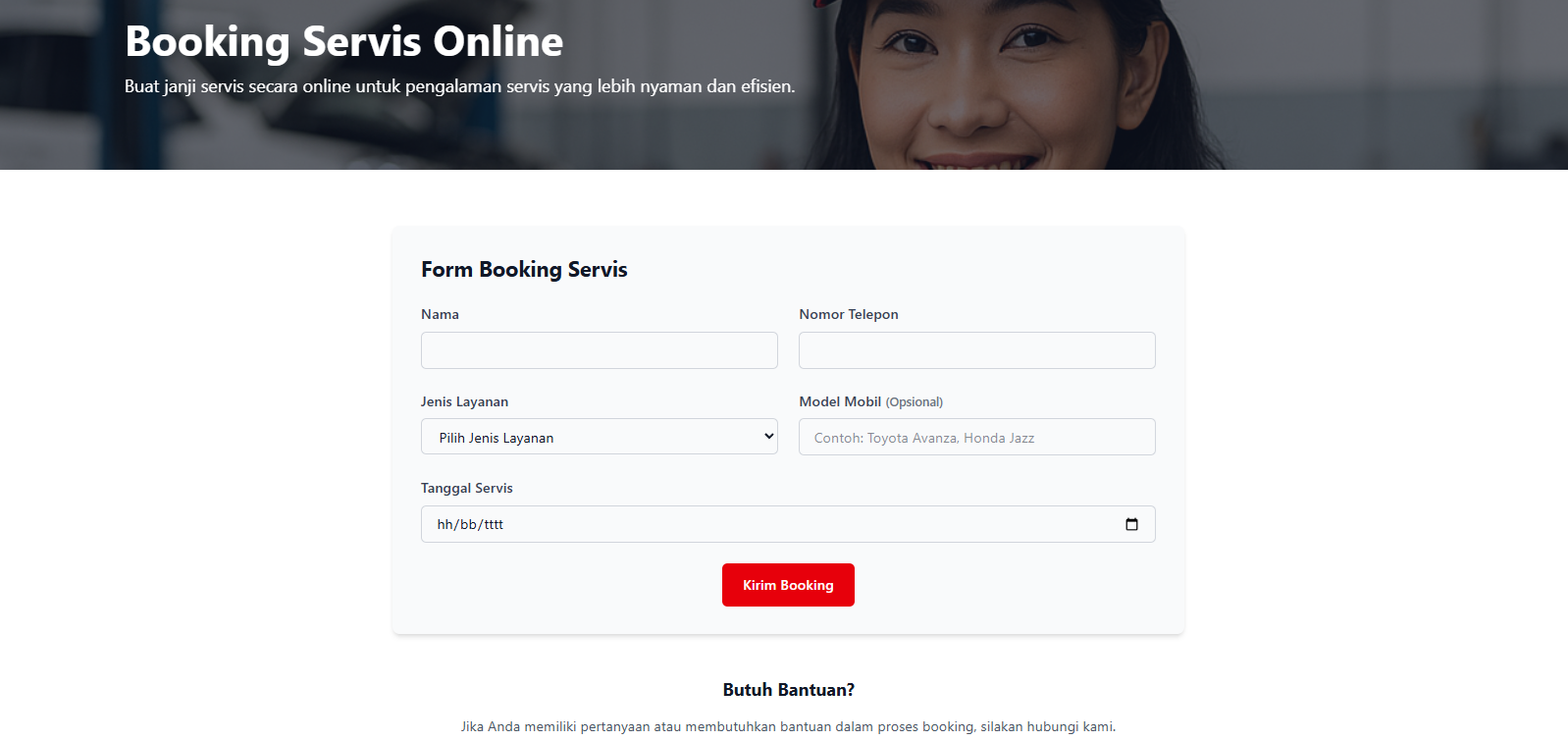 Interface Booking - Sistem Booking Online