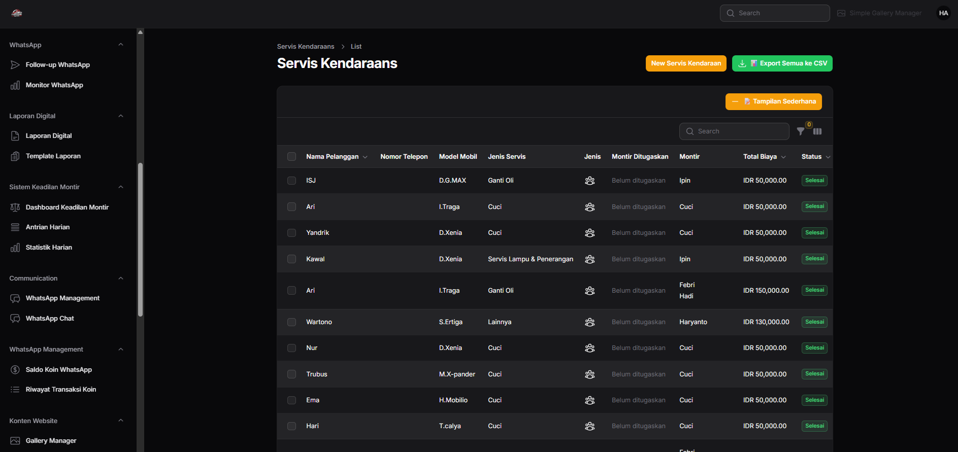 Dashboard Bengkelin.online - Sistem Bengkel Online Pertama di Indonesia